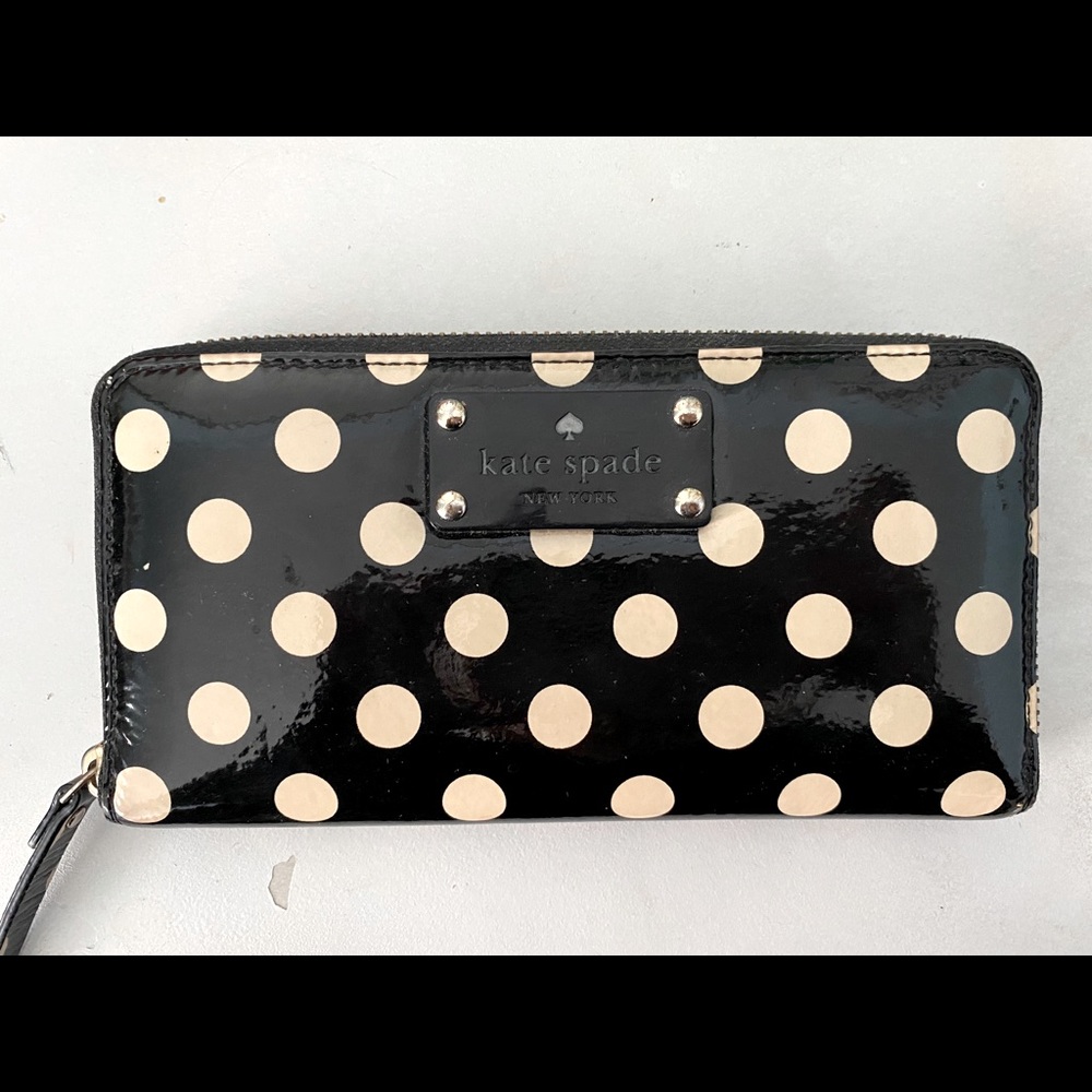 Kate Spade black and white polka dot wallet
